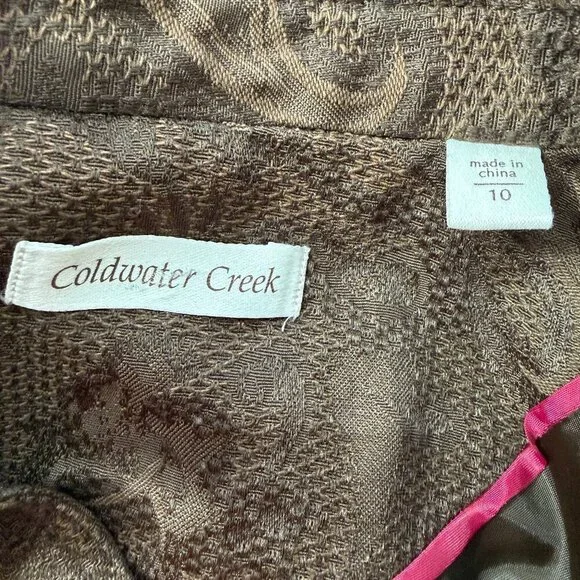 Coldwater Creek Women’s Brown Embroidered Paisley Jacket Blazer Boho Size 10 - Picture 9 of 11